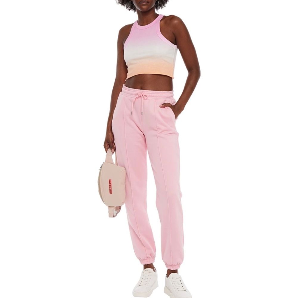 WSLY The Weekend Cropped Degrade Organic Cotton Jersey Tank Pink Size XL - Picture 2 of 3